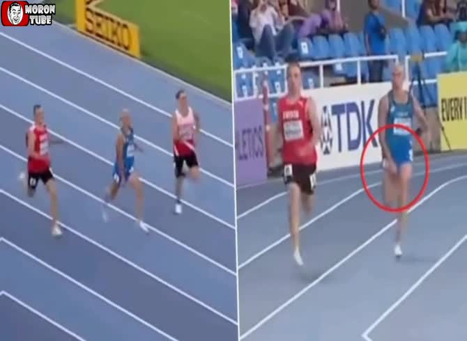 Video :Because his penis is too large, this athlete loses a race!